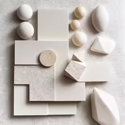 art made of different materials including an egg, cheese and other food