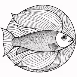 an ink drawing of a fish swimming in an aquarium