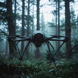 a spider that is standing in the grass