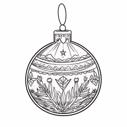 a christmas ball decorated with trees and flowers