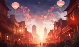 an image of people walking in the middle of a street