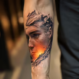 this is a photo of someones arm with a beautiful tattoo design