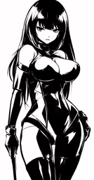 an anime character in the style of black and white