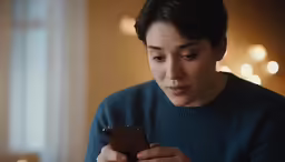 a woman checking her cell phone in the dark