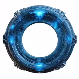 a futuristic blue ring with several lights inside