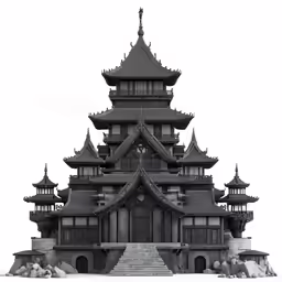 a large building with two towers and a ramp on top