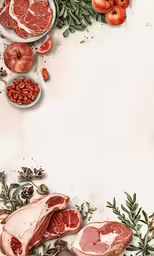 various foods are displayed on a white surface