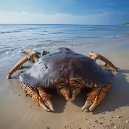 a big fat animal laying on top of a sandy beach