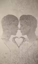 a couple is posing to be framed with a heart