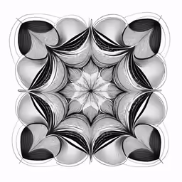 an artisticly designed, black and white artwork work of art