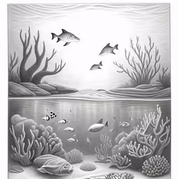 this is an image of coral reef pencil drawing