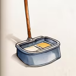 a drawing of a container with a broom sticking out of it