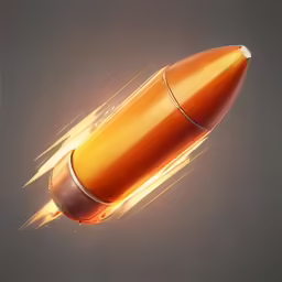 the gold rocket is flying through the air