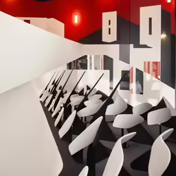 the interior walls and chairs in a conference room