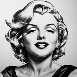 a black and white photograph of a woman with a blond hairdoll