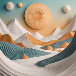 a picture that looks like a mountains and sand is on display