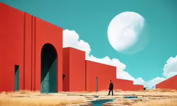 a person is standing in front of a wall of red