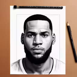 a drawing of a man in black and white