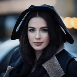 a beautiful young lady wearing a hat with her hands in her pockets