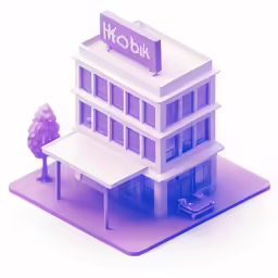a cut out photo of a building in purple
