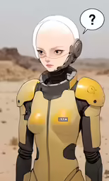 a girl in a futuristic suit is holding up her hand