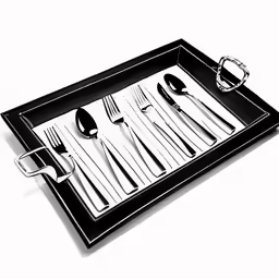 a tray with a bunch of forks and spoons