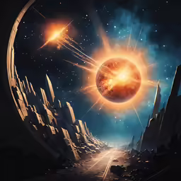 an open space is shown with the sun shining brightly