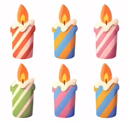 a bunch of birthday candles that have candles on top