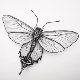 a drawing of a butterfly sitting on top of a table