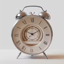 a clock with roman numerals sitting on a stand
