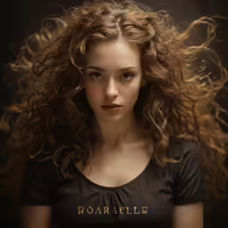 the woman with long hair has the name roarille on it