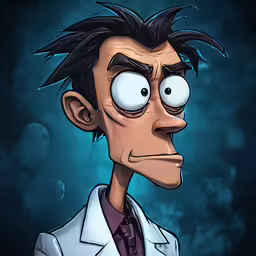 a cartoon image of a man wearing a lab coat