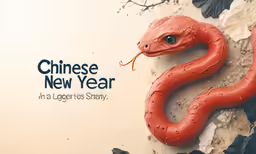 a red snake is on display next to the chinese new year card