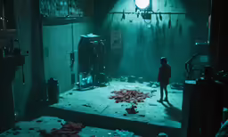 the person stands in the room with a lot of stuff