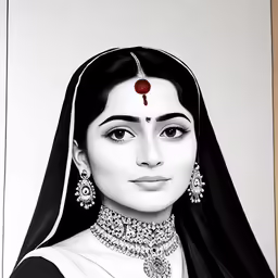 a painting of a woman wearing a red necklace