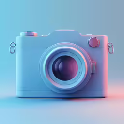 an analog camera on a blue background