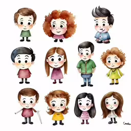 many different faces are shown in this drawing,a group of cartoon characters with different expressions