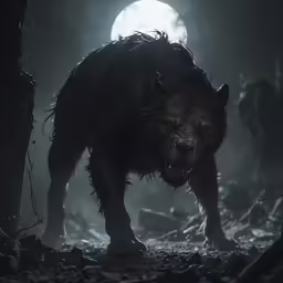 the dark side of an animal, in the middle of a forest