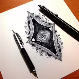 some pens are sitting on top of a paper