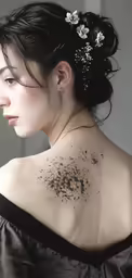 a woman with spots on her back and shoulder
