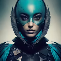 a woman with blue face paint on her makeup