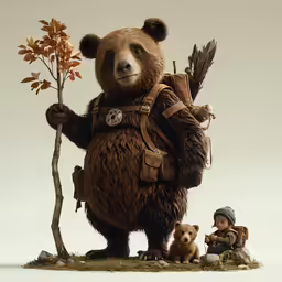 a statue of a bear and bear cub
