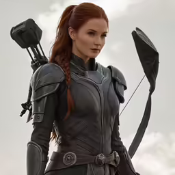 a woman dressed as the star - lord is holding up her bow and arrow