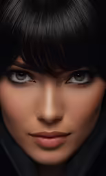 a woman with dark hair wearing black