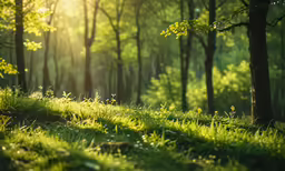a photo of the sunlight shining in a park filled with grass