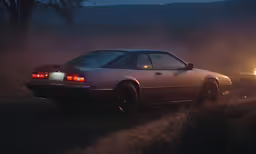 a white car driving on the road near fire hydrant
