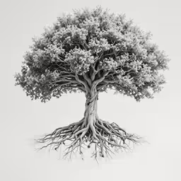 this tree is very big and has its roots in it