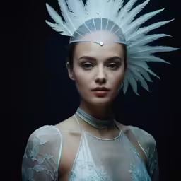 a woman in white costume and silver jewelry