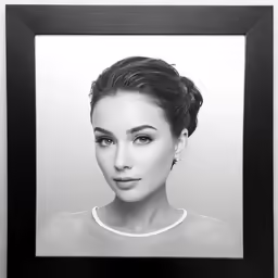 the photograph is mounted to the wall in a frame