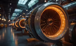 some airplanes wheels and lights hanging from them